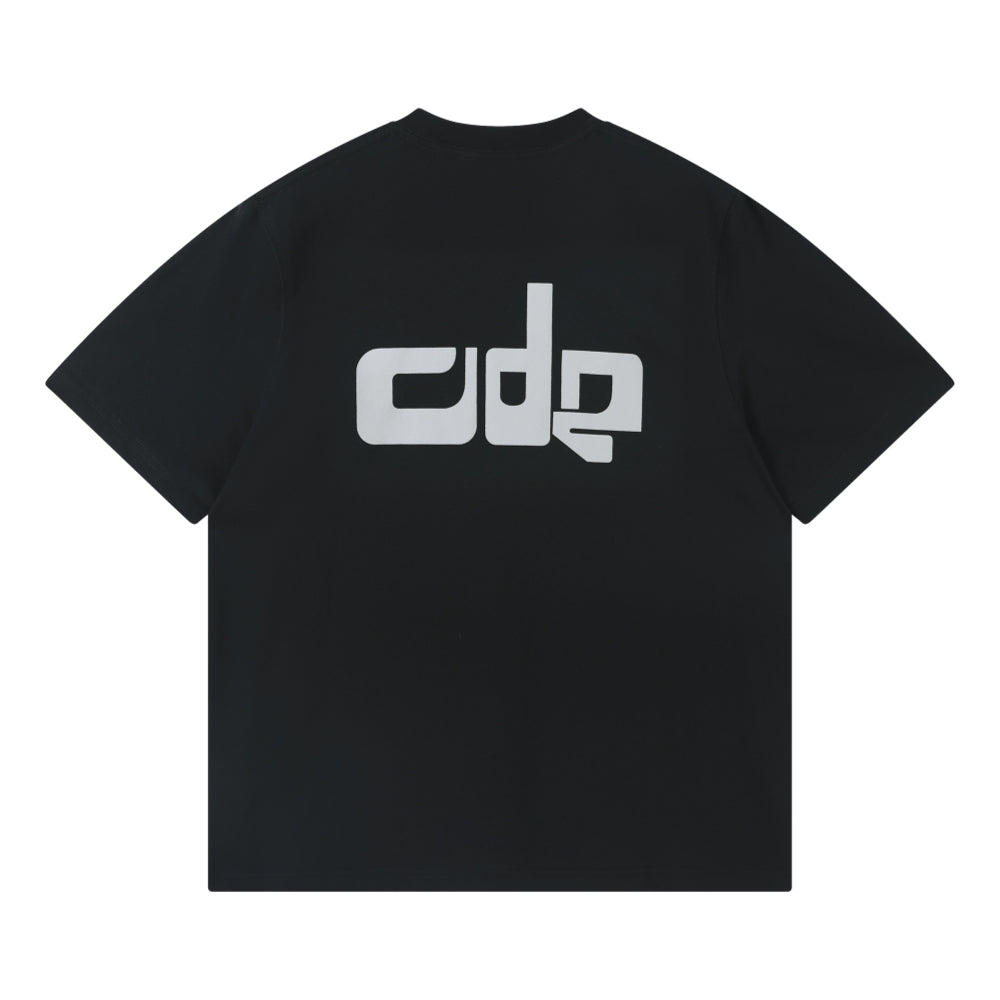 OPEN DIALOGUE ODE TEXTURE EMBROIDERY TEE-BLACK
