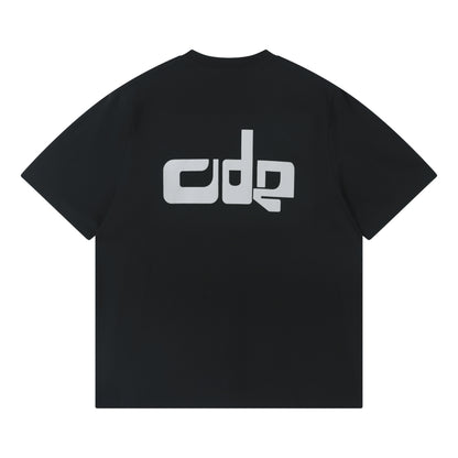 OPEN DIALOGUE ODE TEXTURE EMBROIDERY TEE-BLACK