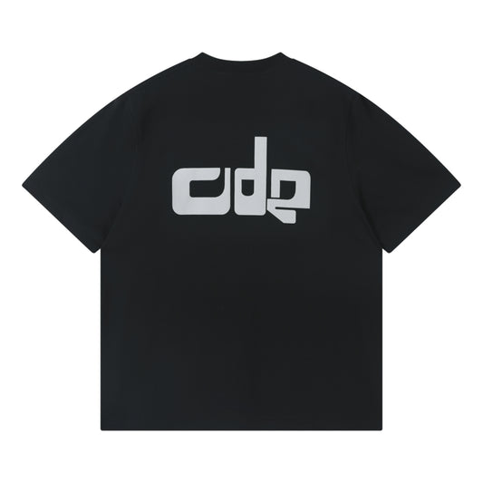 OPEN DIALOGUE ODE TEXTURE EMBROIDERY TEE-BLACK