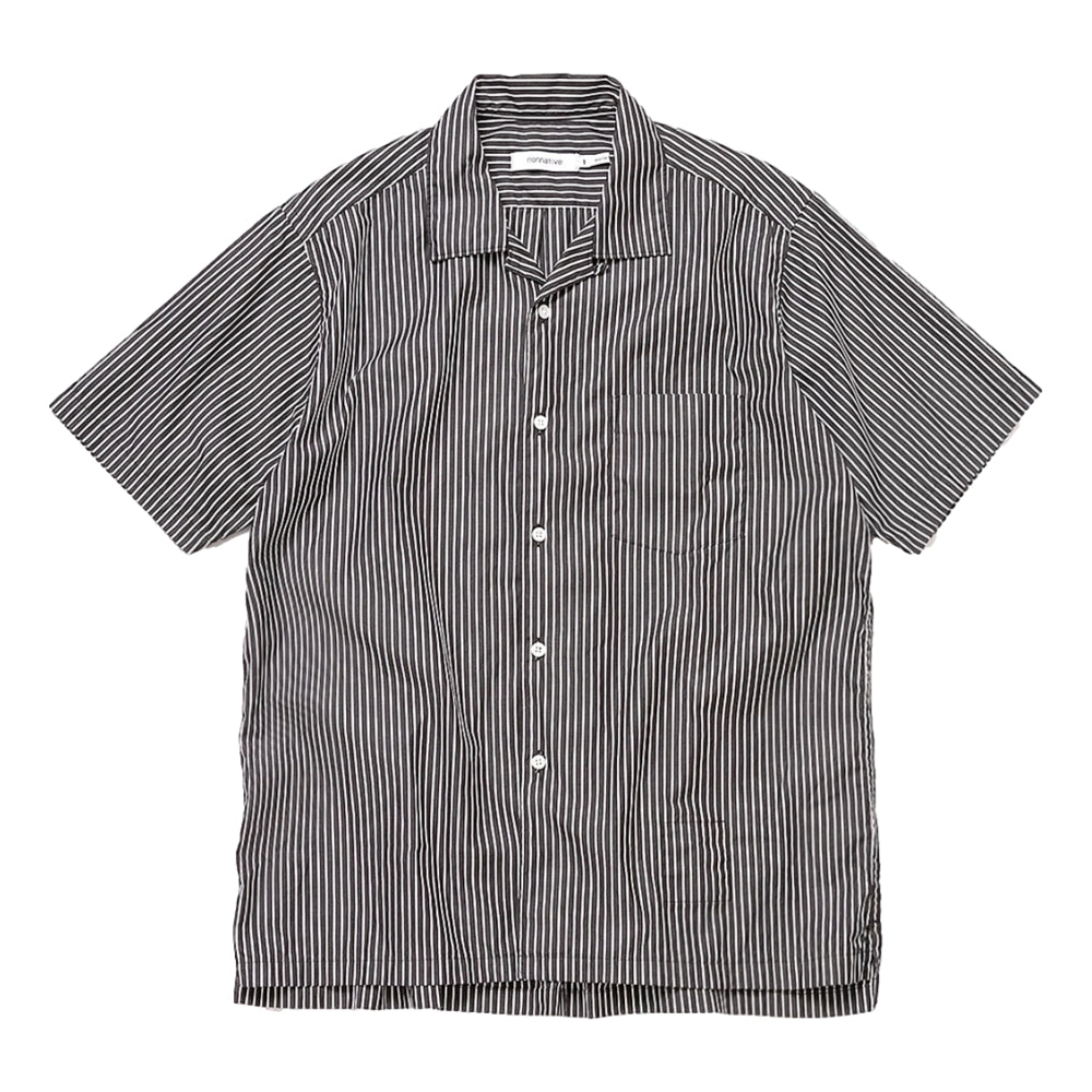 NONNATIVE OFFICER S/S SHIRT COTTON BROAD LONDON STRIPE-BLACK