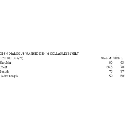 WASHED DENIM COLLARLESS SHIRT