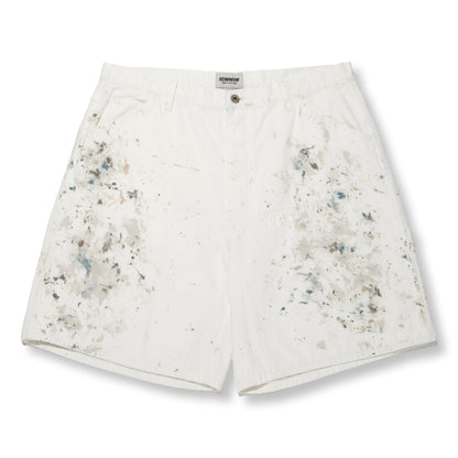 BOWWOW PAINTER'S SPLATTER SHORTS-WHITE