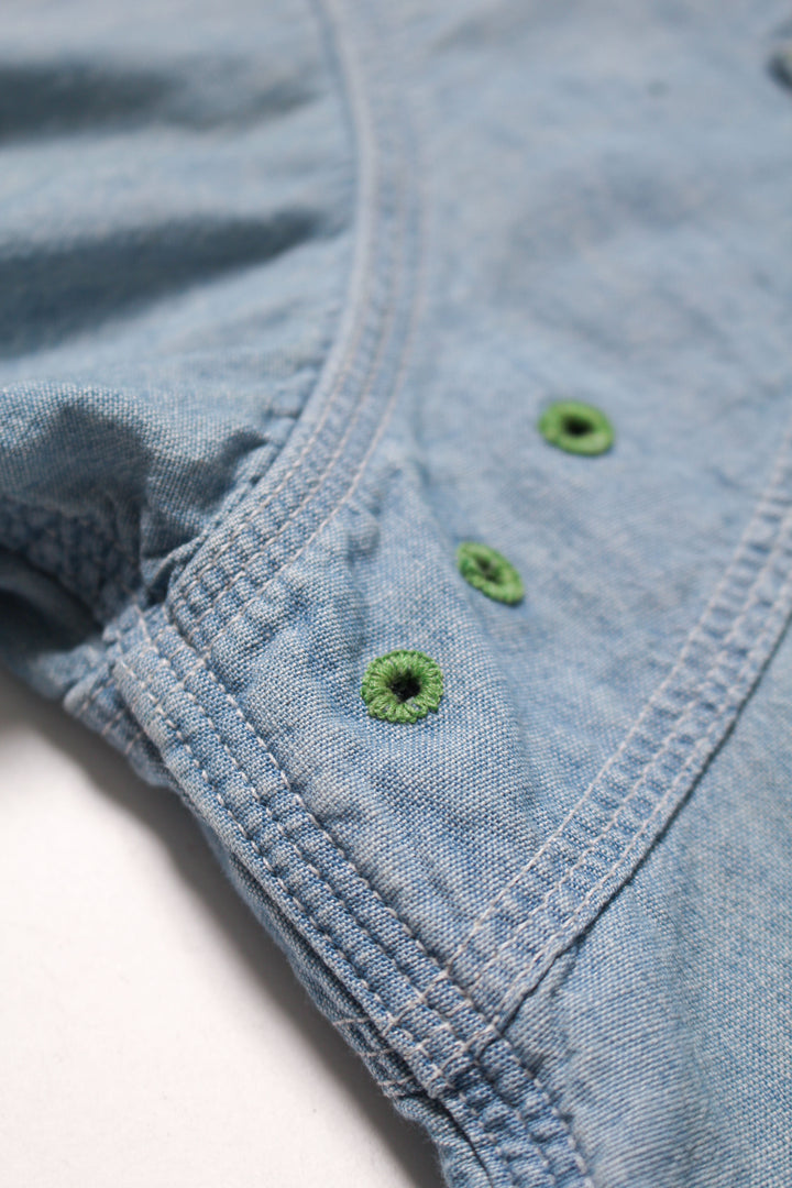 BOWWOW PAINT STAINED CHAMBRAY SHIRT VENT HOLES-INDIGO
