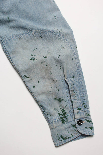 BOWWOW PAINT STAINED CHAMBRAY SHIRT VENT HOLES-INDIGO