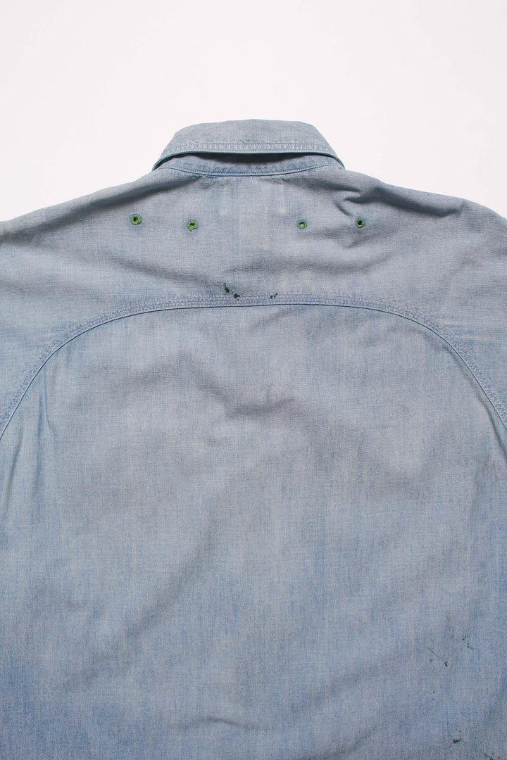 BOWWOW PAINT STAINED CHAMBRAY SHIRT VENT HOLES-INDIGO