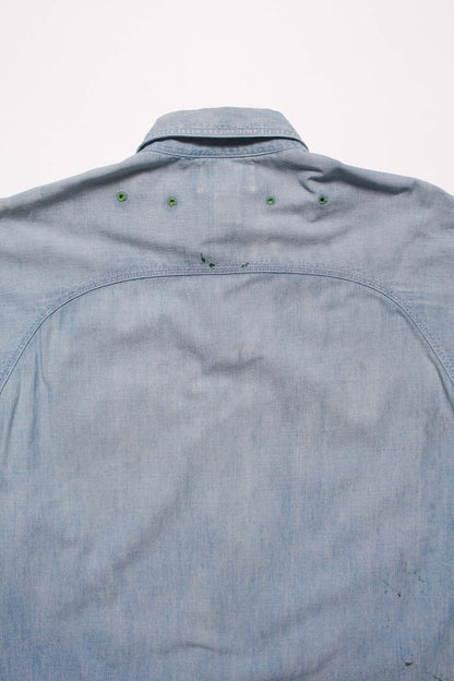 BOWWOW PAINT STAINED CHAMBRAY SHIRT VENT HOLES-INDIGO