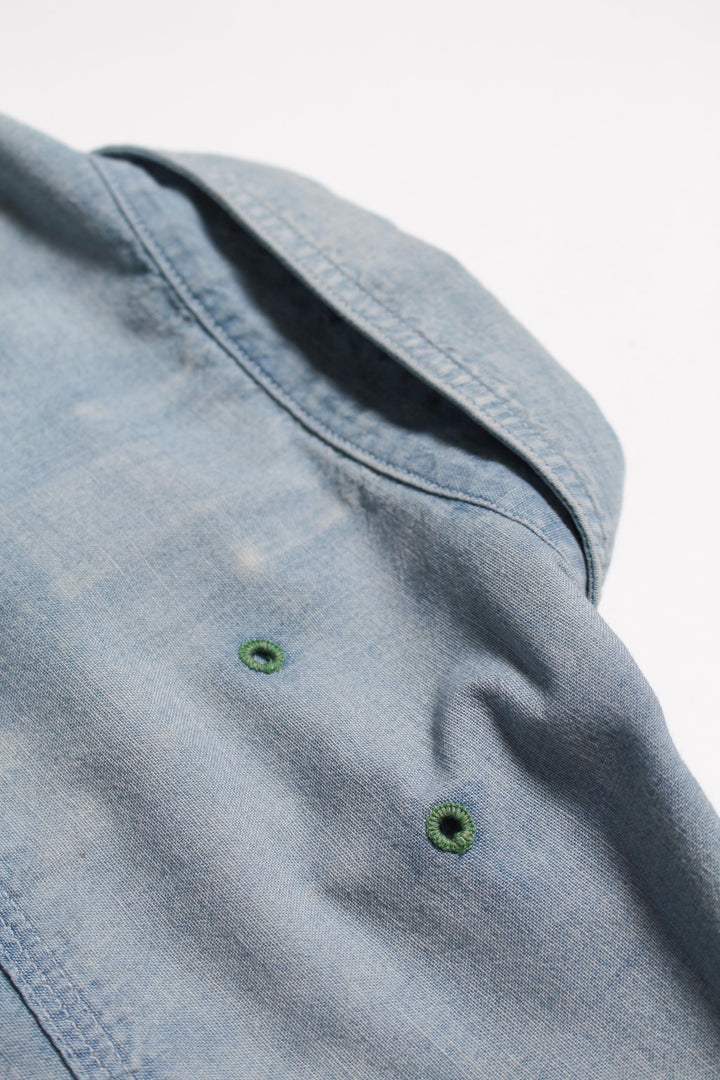 BOWWOW PAINT STAINED CHAMBRAY SHIRT VENT HOLES-INDIGO