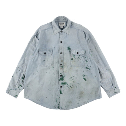 BOWWOW PAINT STAINED CHAMBRAY SHIRT VENT HOLES-INDIGO