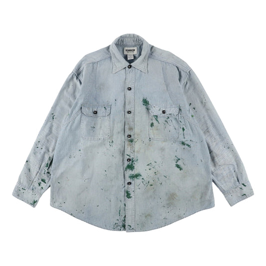 BOWWOW PAINT STAINED CHAMBRAY SHIRT VENT HOLES-INDIGO