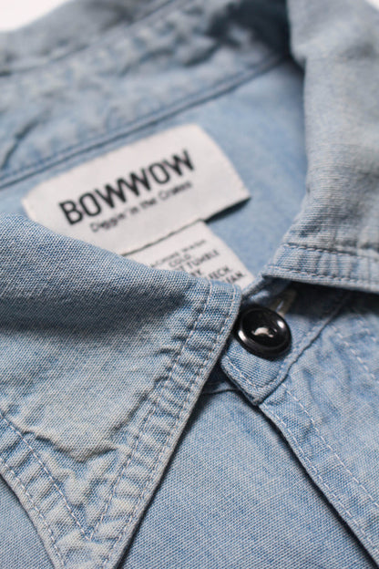 BOWWOW PAINT STAINED CHAMBRAY SHIRT VENT HOLES-INDIGO