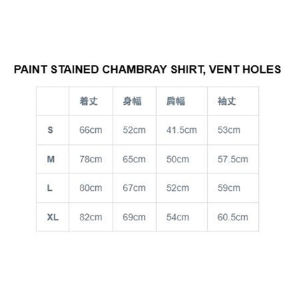 BOWWOW PAINT STAINED CHAMBRAY SHIRT VENT HOLES-INDIGO