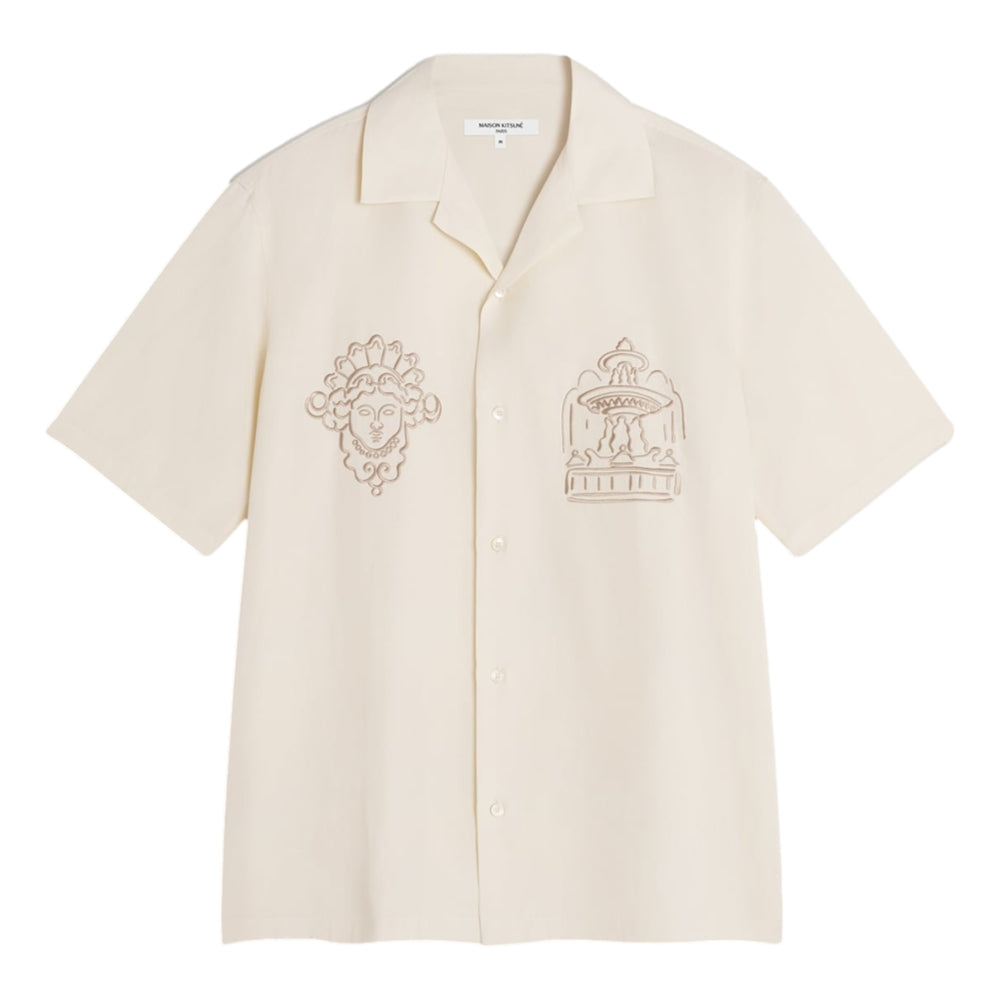 MAISON KITSUNE PARISIAN MONUMENTS RESORT SHIRT-CLAY LATTICE