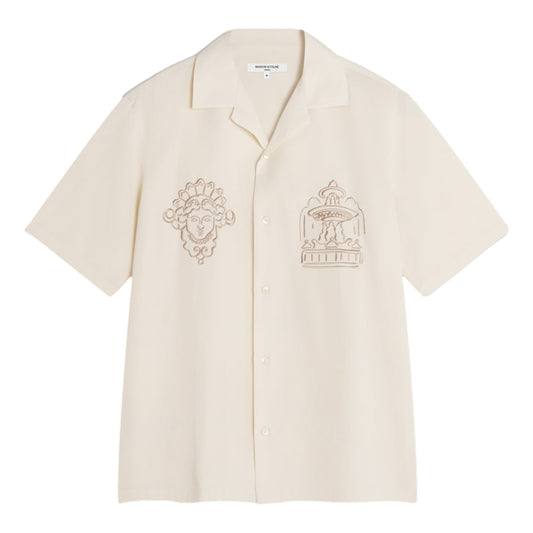MAISON KITSUNE PARISIAN MONUMENTS RESORT SHIRT-CLAY LATTICE