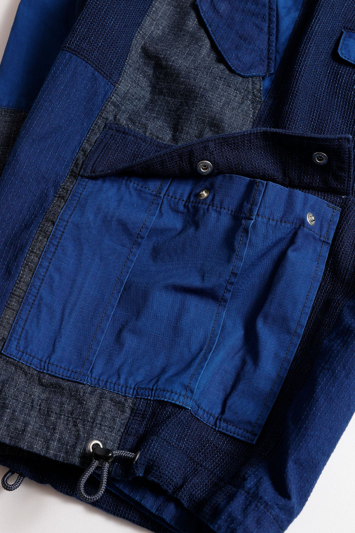 FUNDAMENTAL PATCHWORK CARGO SHORT PANTS RINSE-INDIGO