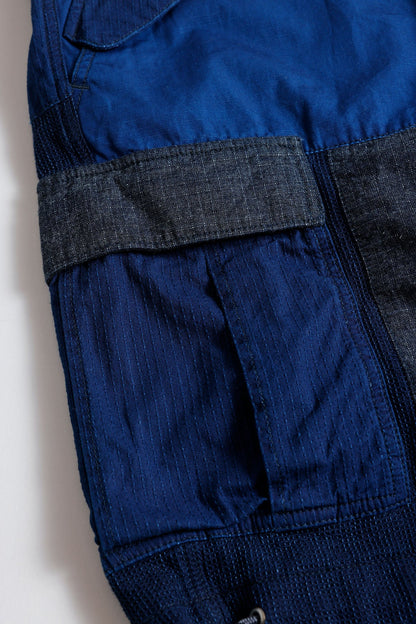 FUNDAMENTAL PATCHWORK CARGO SHORT PANTS RINSE-INDIGO