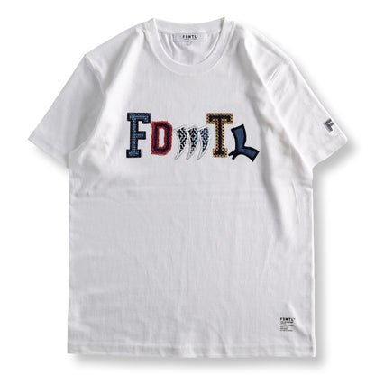 FUNDAMENTAL PATCHWORK LOGO TEE-WHITE