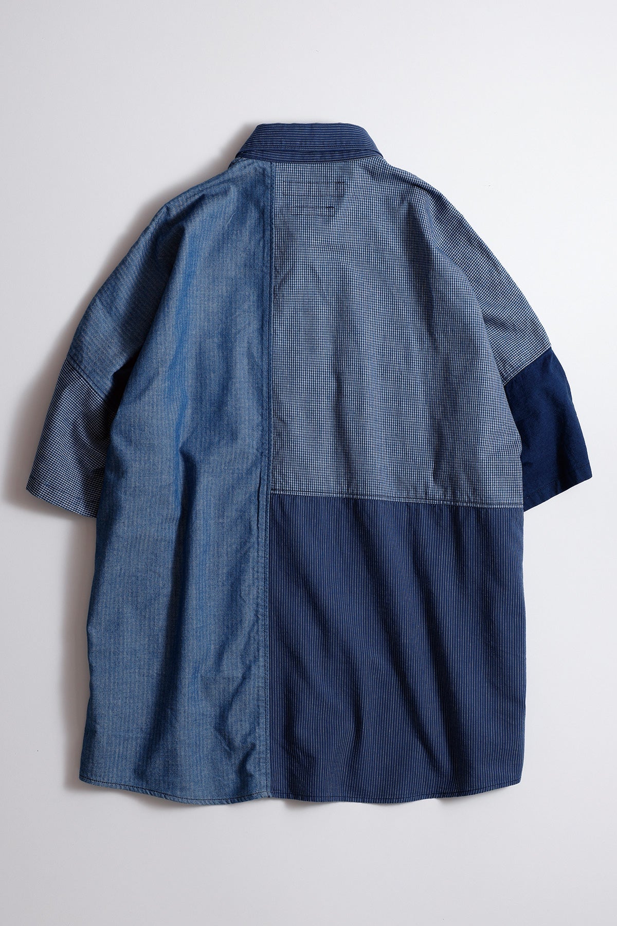 FUNDAMENTAL PATCHWORK S/S SHIRT RINSE-INDIGO