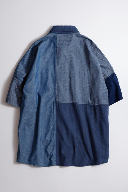 FUNDAMENTAL PATCHWORK S/S SHIRT RINSE-INDIGO