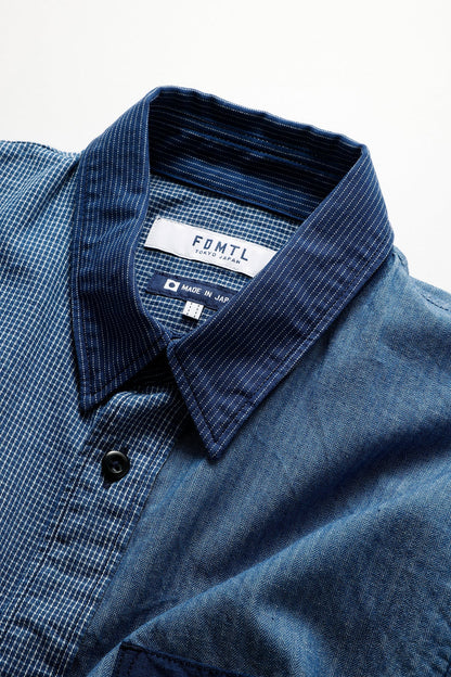 FUNDAMENTAL PATCHWORK S/S SHIRT RINSE-INDIGO