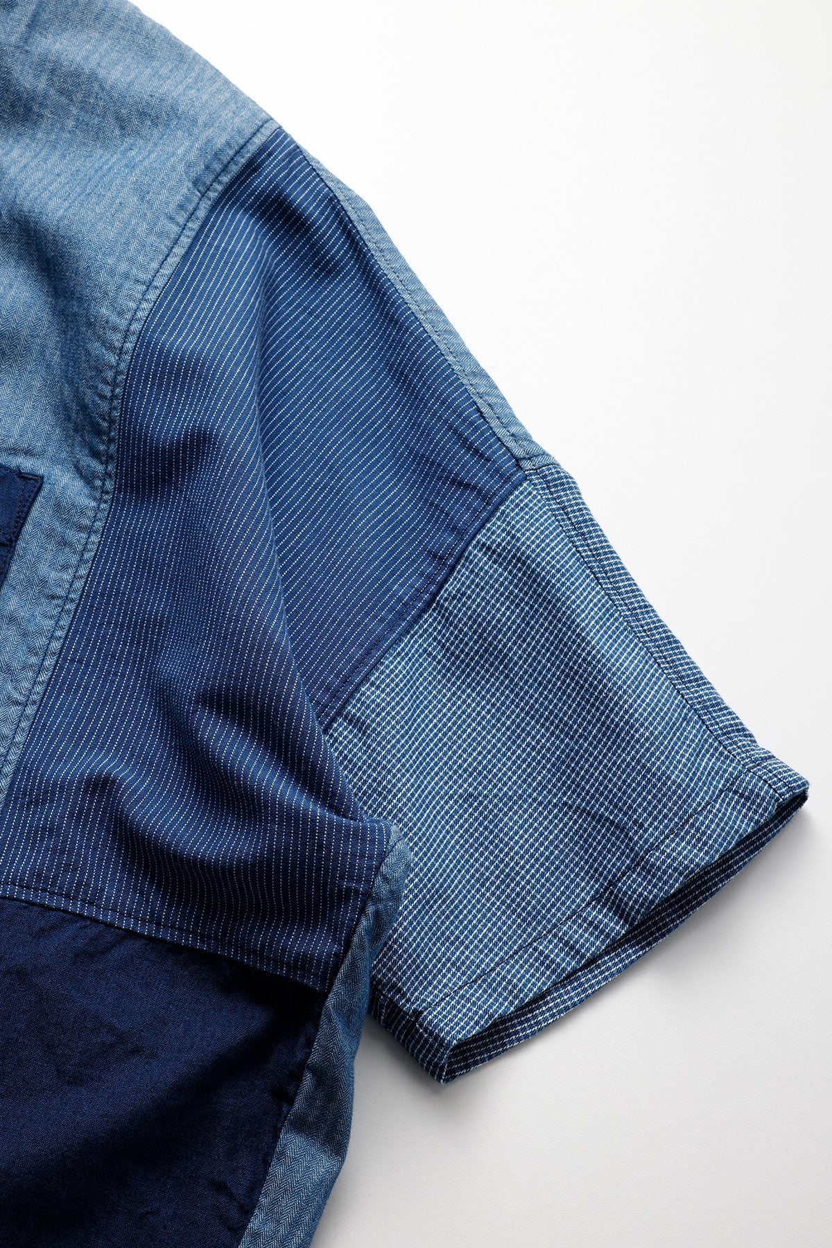 FUNDAMENTAL PATCHWORK S/S SHIRT RINSE-INDIGO
