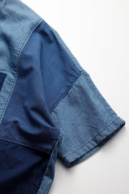 FUNDAMENTAL PATCHWORK S/S SHIRT RINSE-INDIGO