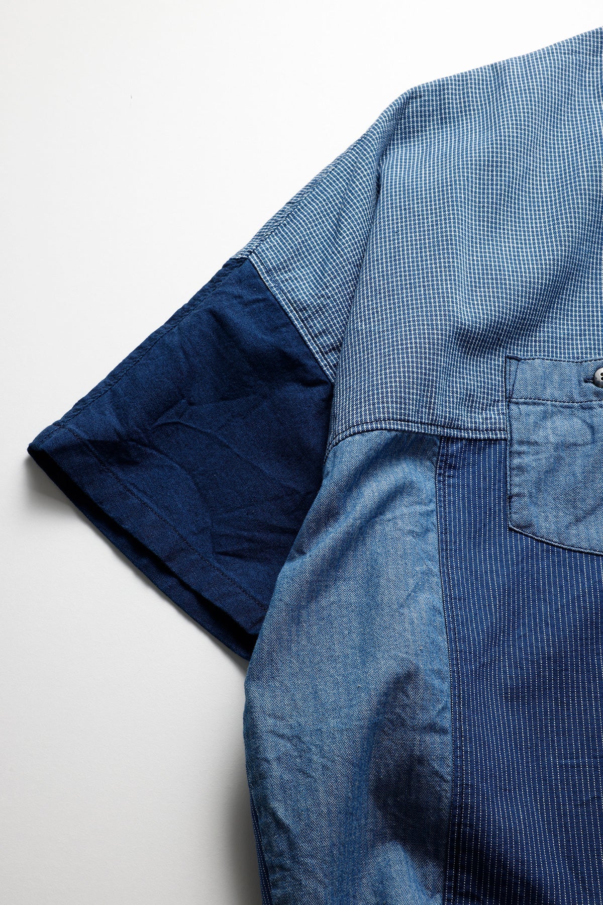 FUNDAMENTAL PATCHWORK S/S SHIRT RINSE-INDIGO