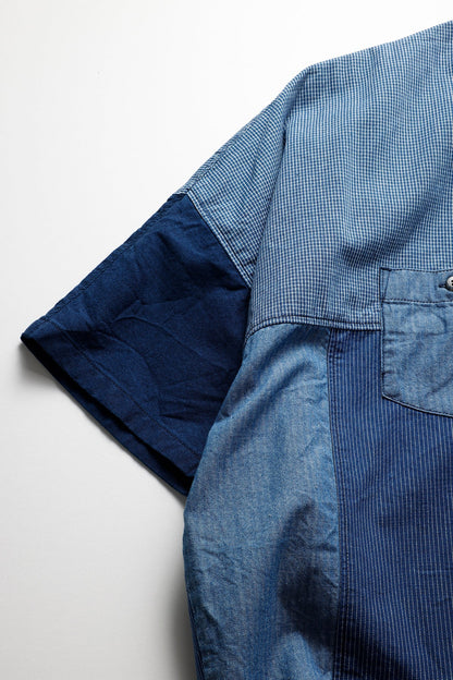 FUNDAMENTAL PATCHWORK S/S SHIRT RINSE-INDIGO
