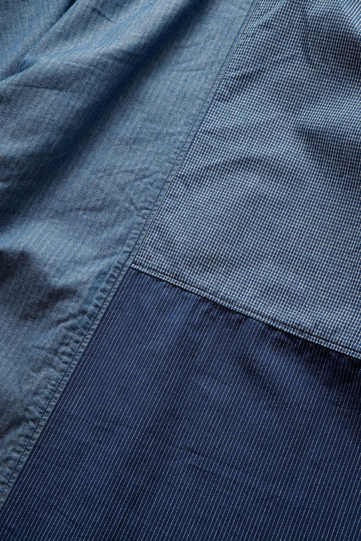 FUNDAMENTAL PATCHWORK S/S SHIRT RINSE-INDIGO