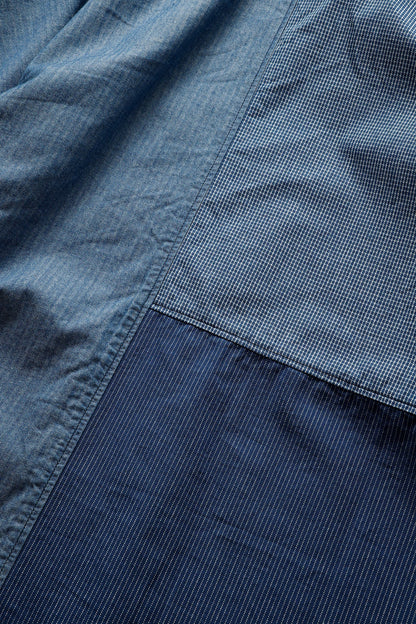 FUNDAMENTAL PATCHWORK S/S SHIRT RINSE-INDIGO