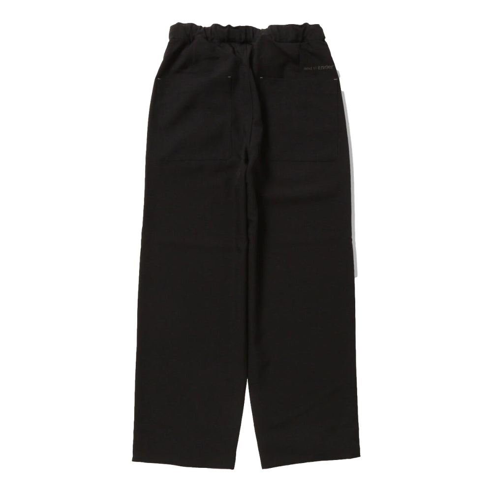 AND WANDER PE MELANGE TWILL WIDE PANTS-BLACK