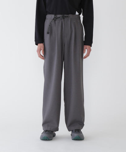 AND WANDER PE MELANGE TWILL WIDE PANTS-GREY