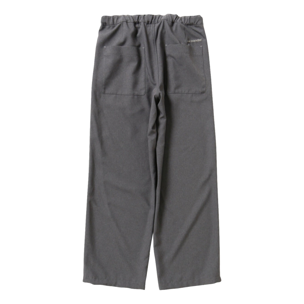 AND WANDER PE MELANGE TWILL WIDE PANTS-GREY