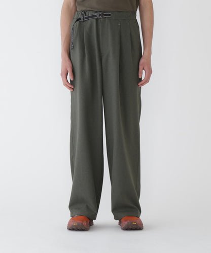 AND WANDER PE MELANGE TWILL WIDE PANTS-GREY