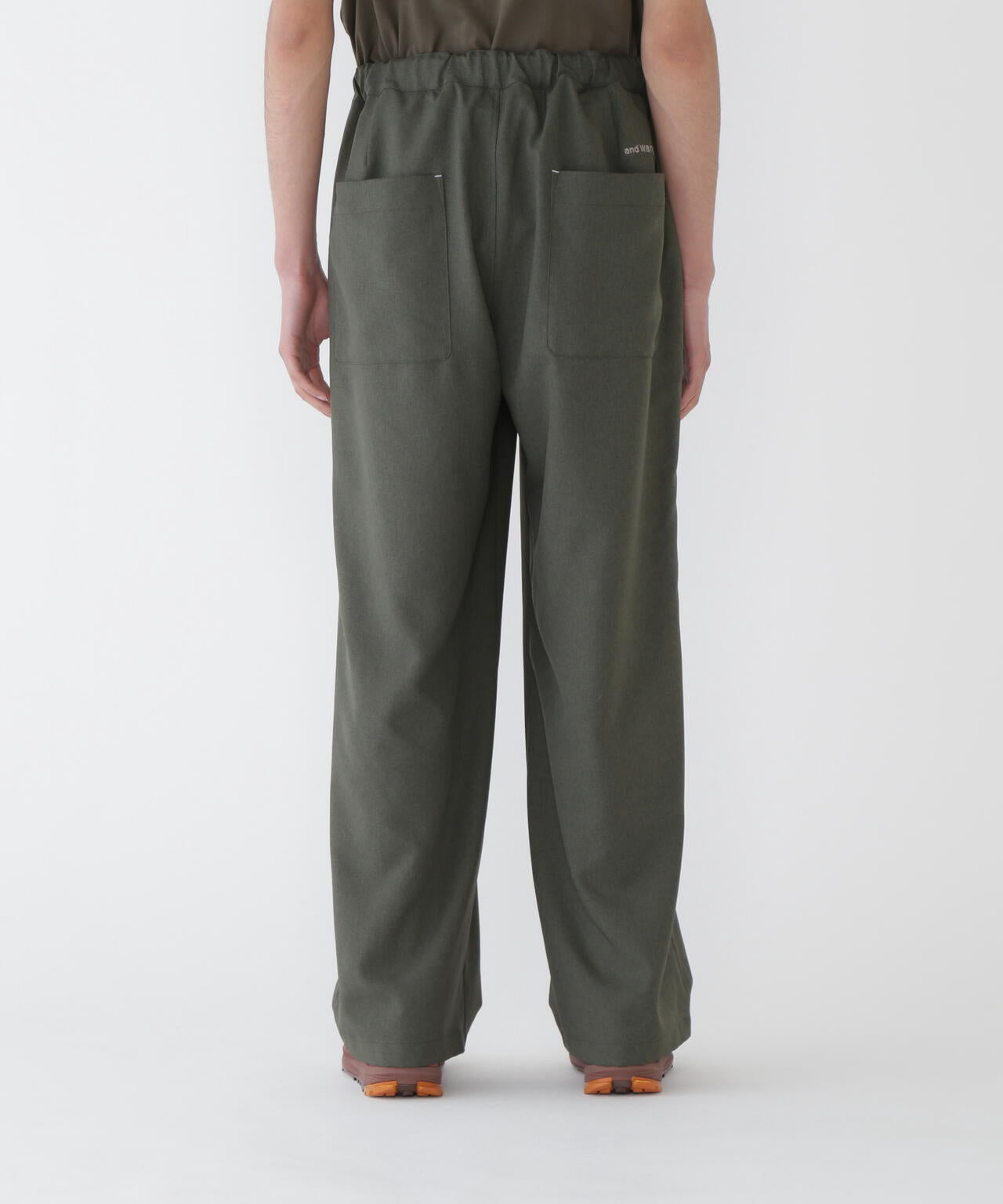 AND WANDER PE MELANGE TWILL WIDE PANTS-GREY