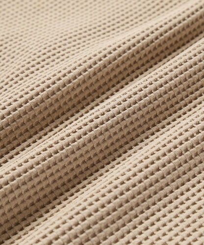 AND WANDER PE WAFFLE LONG SLEEVE T-BEIGE