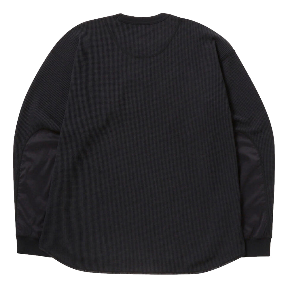 AND WANDER PE WAFFLE LONG SLEEVE T-BLACK