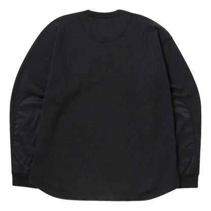 AND WANDER PE WAFFLE LONG SLEEVE T-BLACK