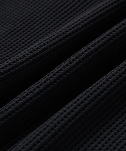 AND WANDER PE WAFFLE LONG SLEEVE T-BLACK