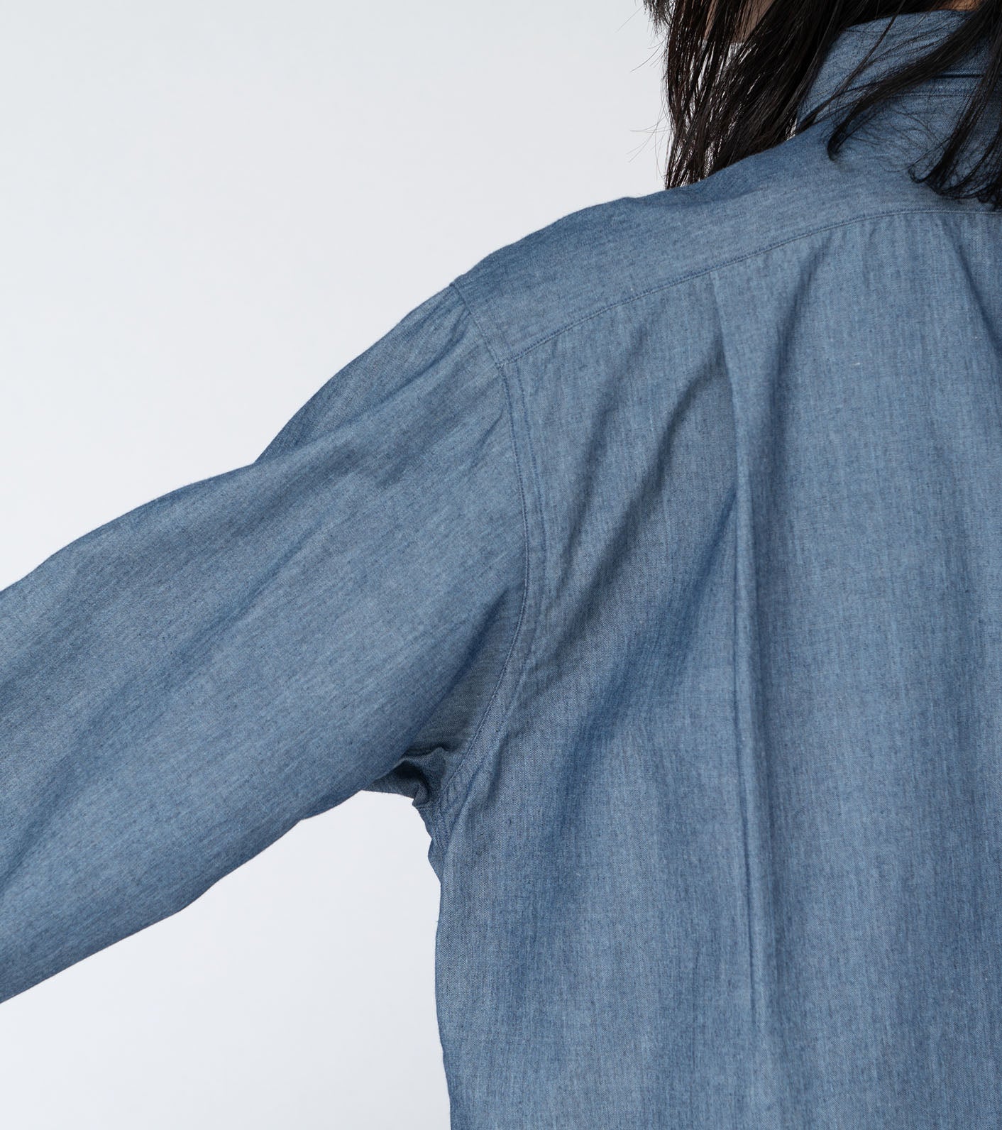 Nanamica REGULAR COLLAR CHAMBRAY SHIRT-INDIGO BLEACH