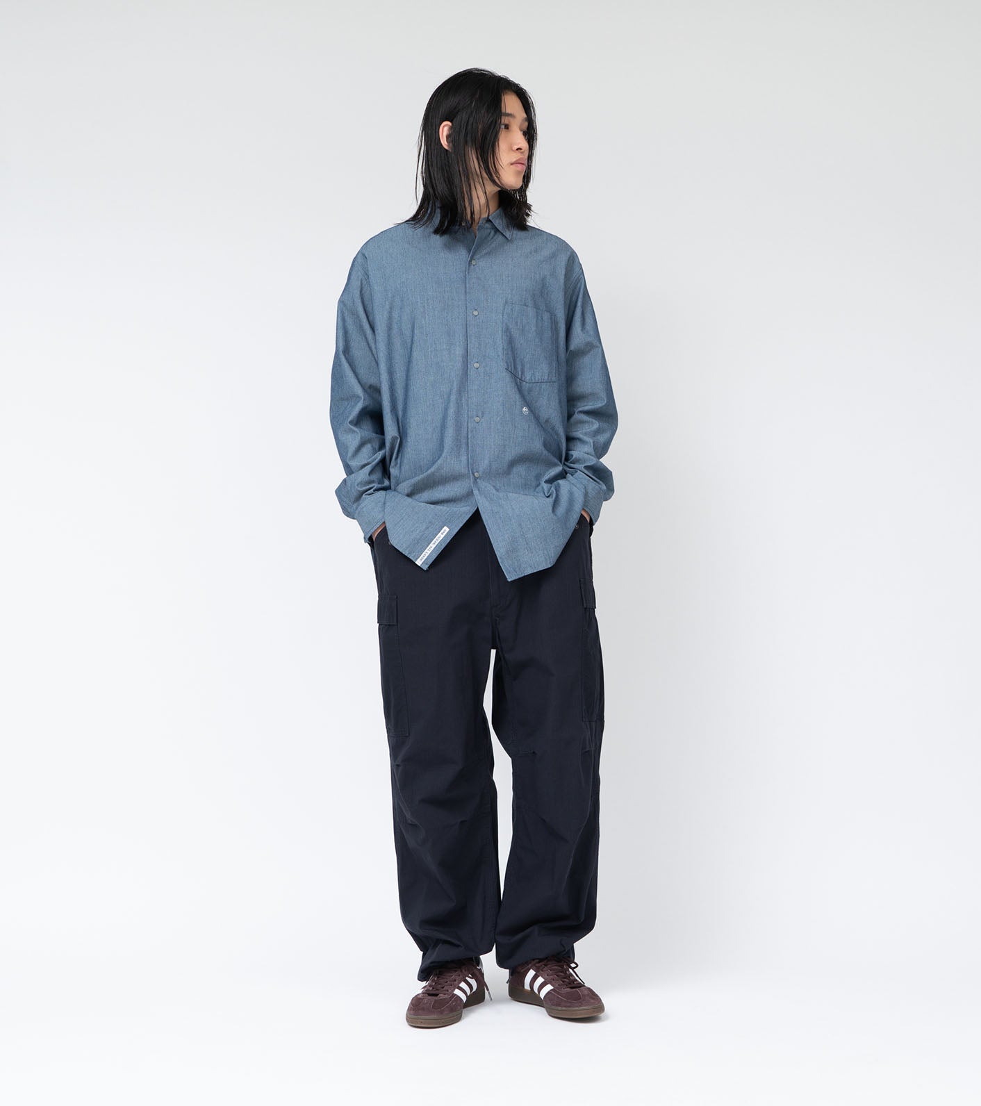 Nanamica REGULAR COLLAR CHAMBRAY SHIRT-INDIGO