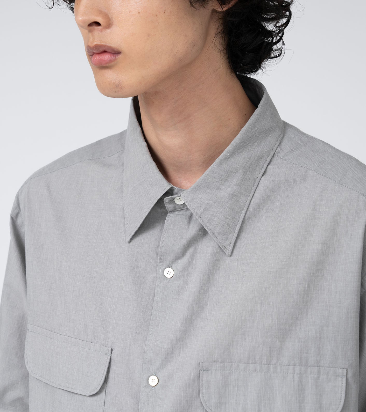 Nanamica REGULAR COLLAR END ON END S/S SHIRT-GREY