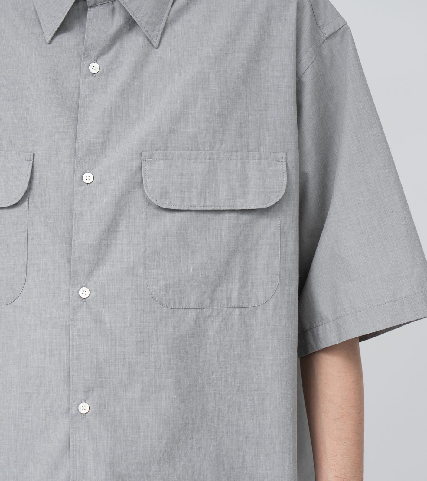 Nanamica REGULAR COLLAR END ON END S/S SHIRT-GREY