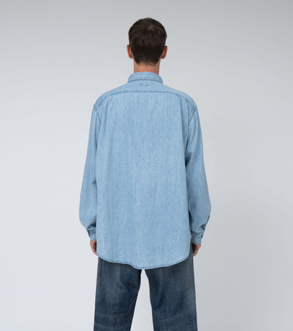 Nanamica REGULAR COLLAR LIGHT DENIM SHIRT-INDIGO BLEACH