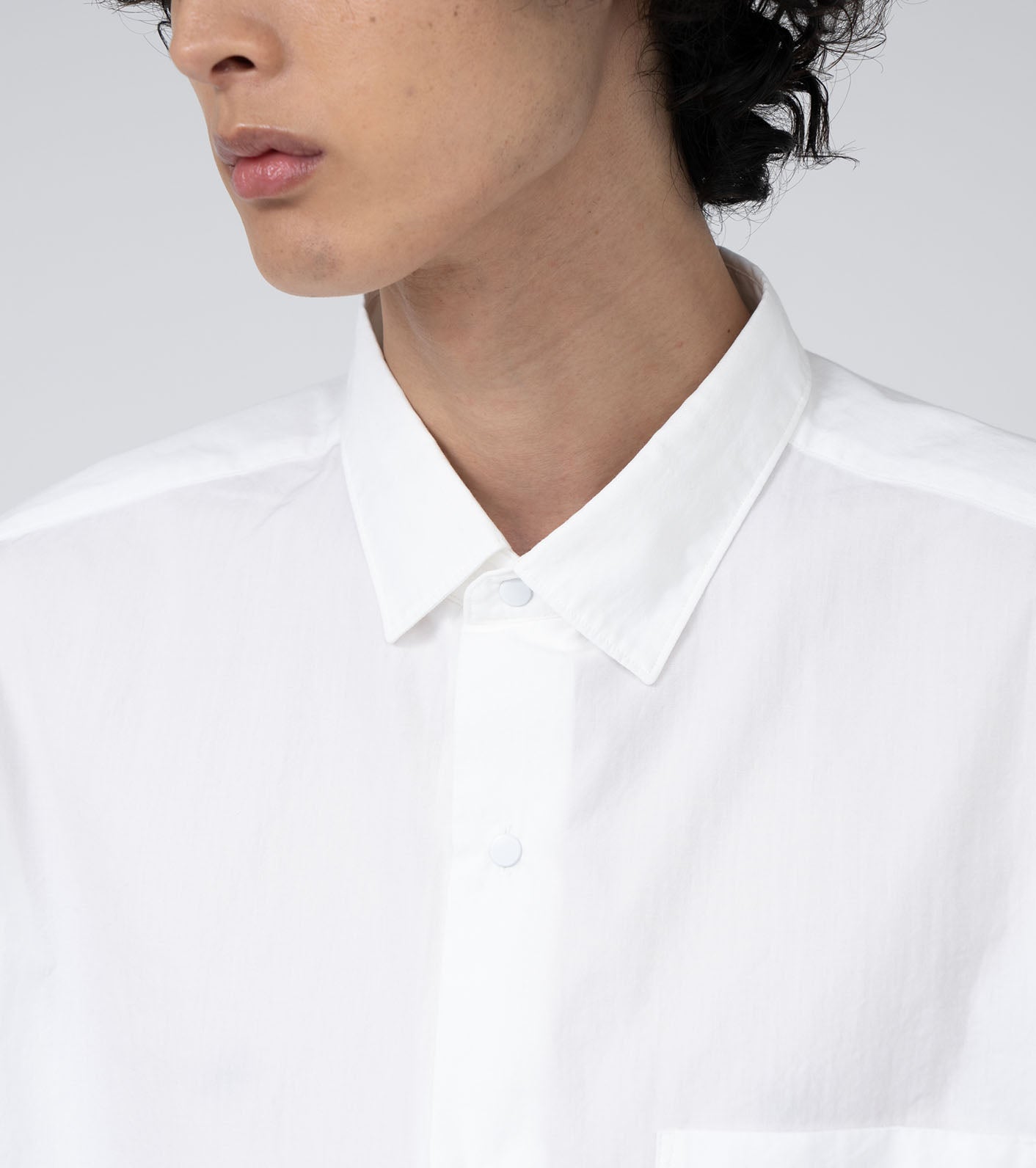 Nanamica REGULAR COLLAR WIND S/S SHIRT-WHITE
