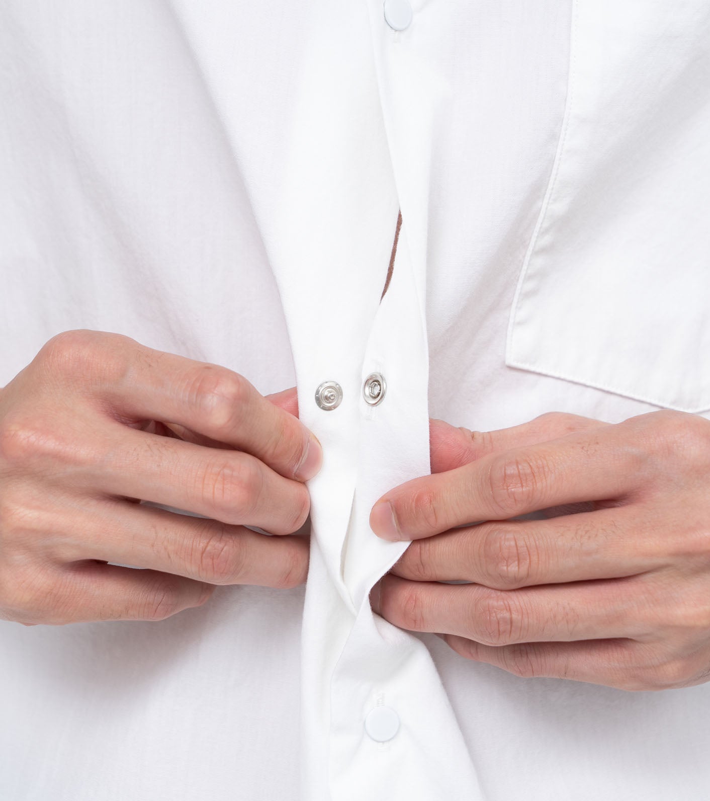 Nanamica REGULAR COLLAR WIND S/S SHIRT-WHITE