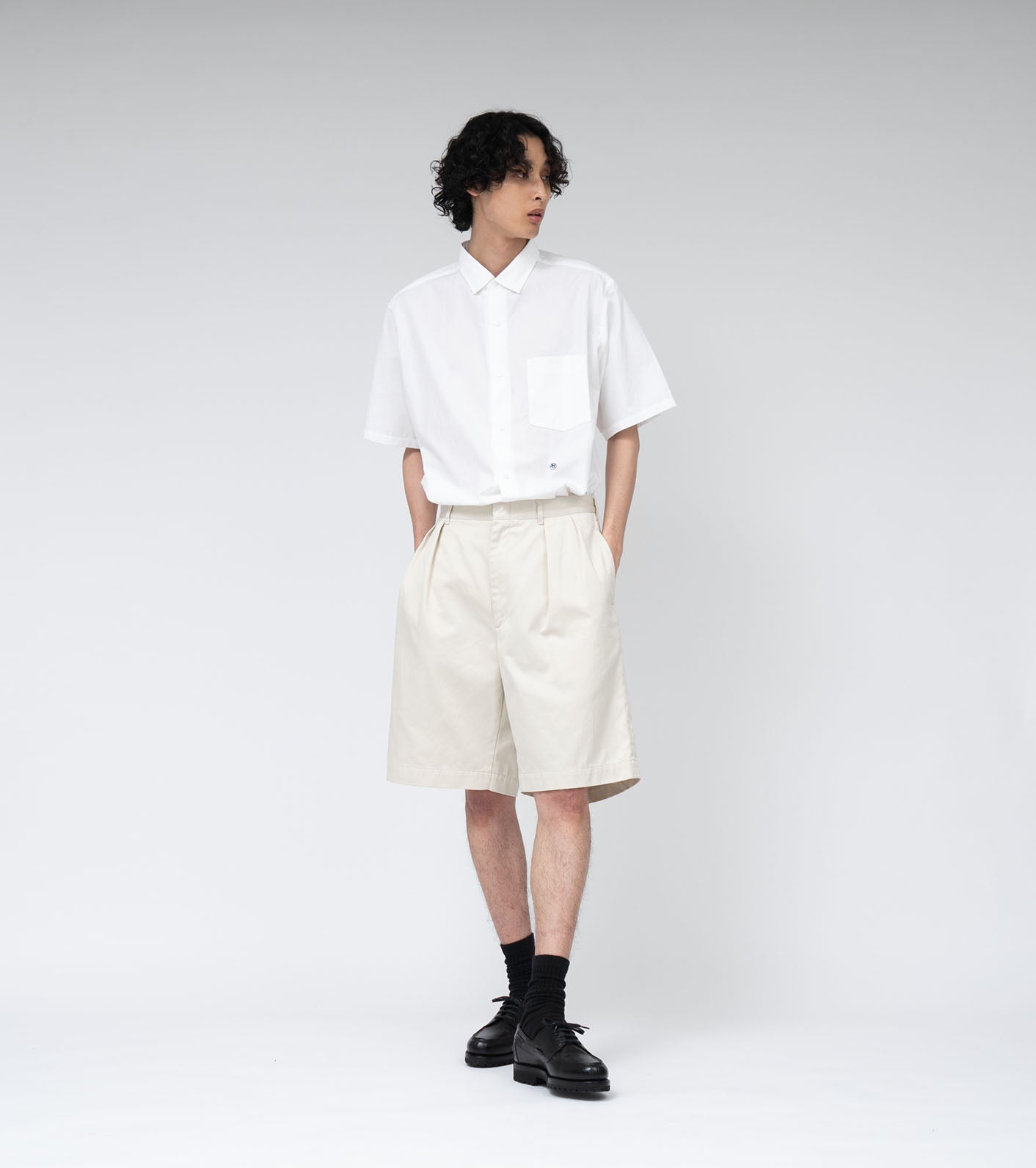 Nanamica REGULAR COLLAR WIND S/S SHIRT-NAVY