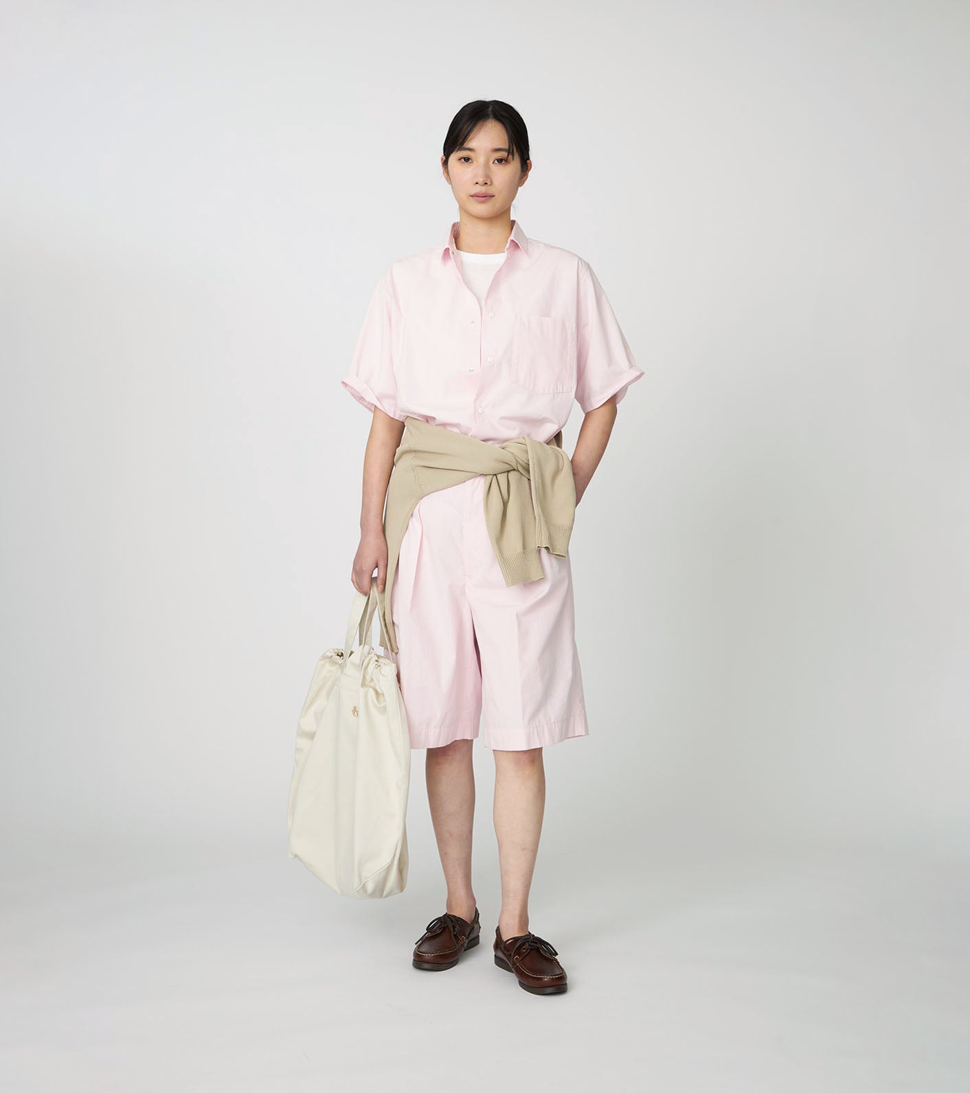 Nanamica REGULAR COLLAR WIND S/S SHIRT-PINK