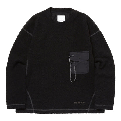 AND WANDER RE WOOL JQ CREW NECK-BLACK