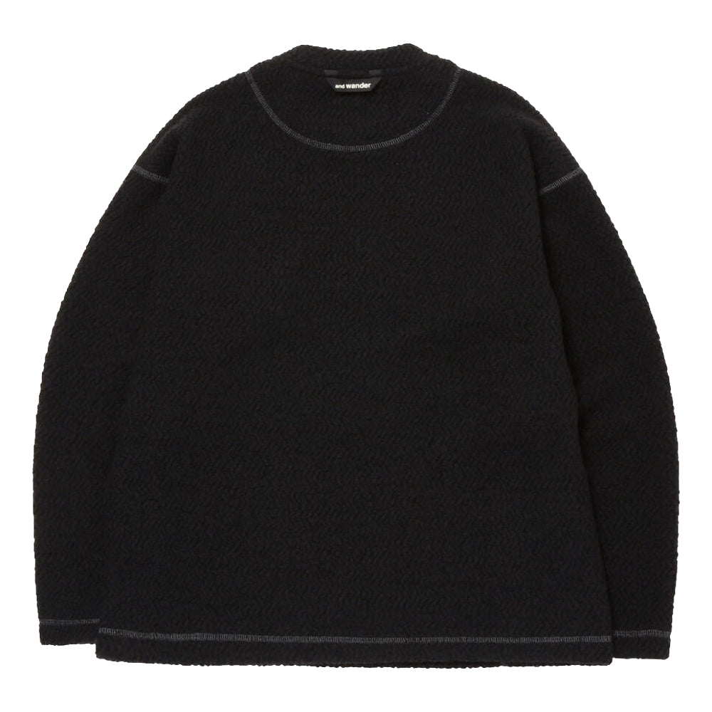 AND WANDER RE WOOL JQ CREW NECK-BLACK
