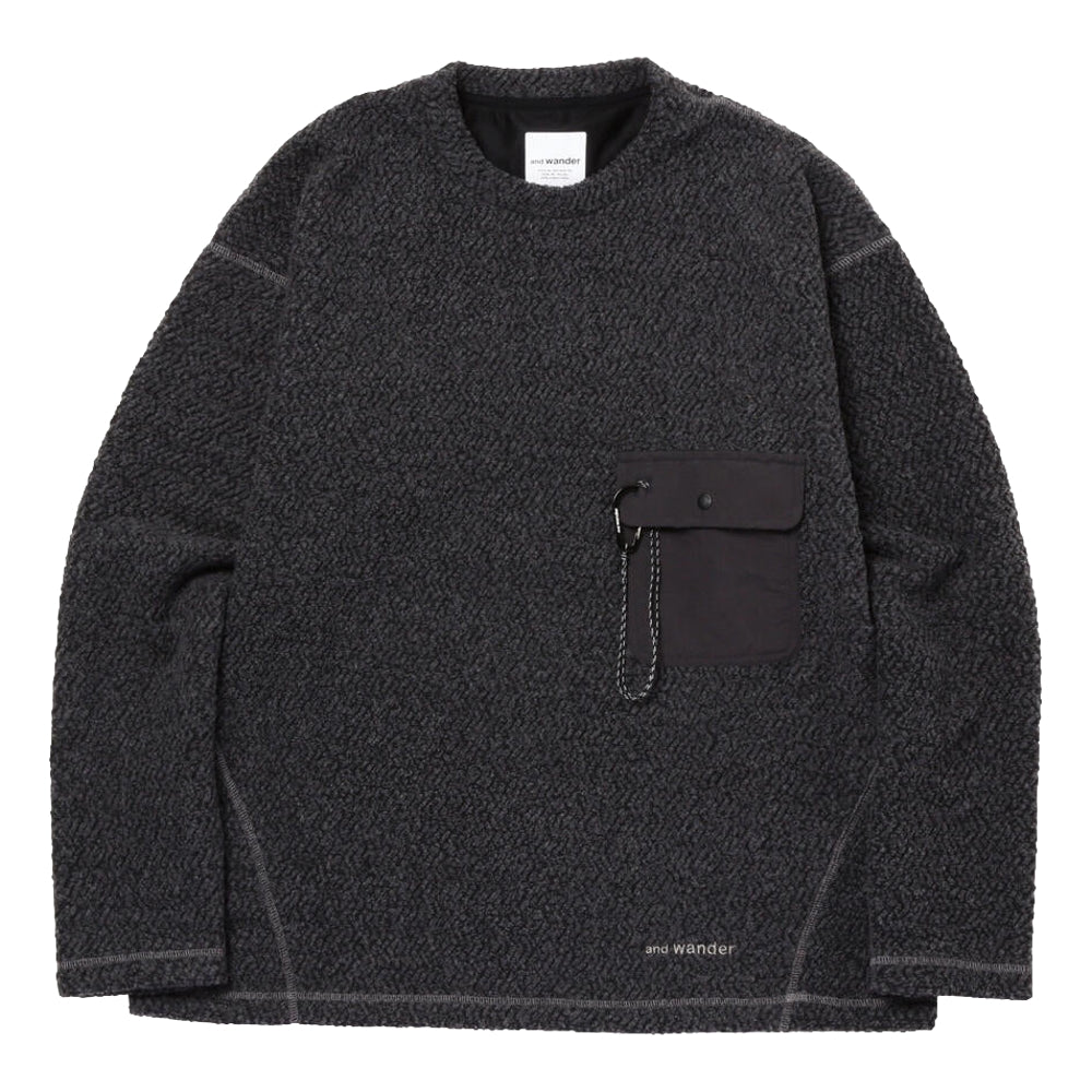 AND WANDER RE WOOL JQ CREW NECK-CHARCOAL